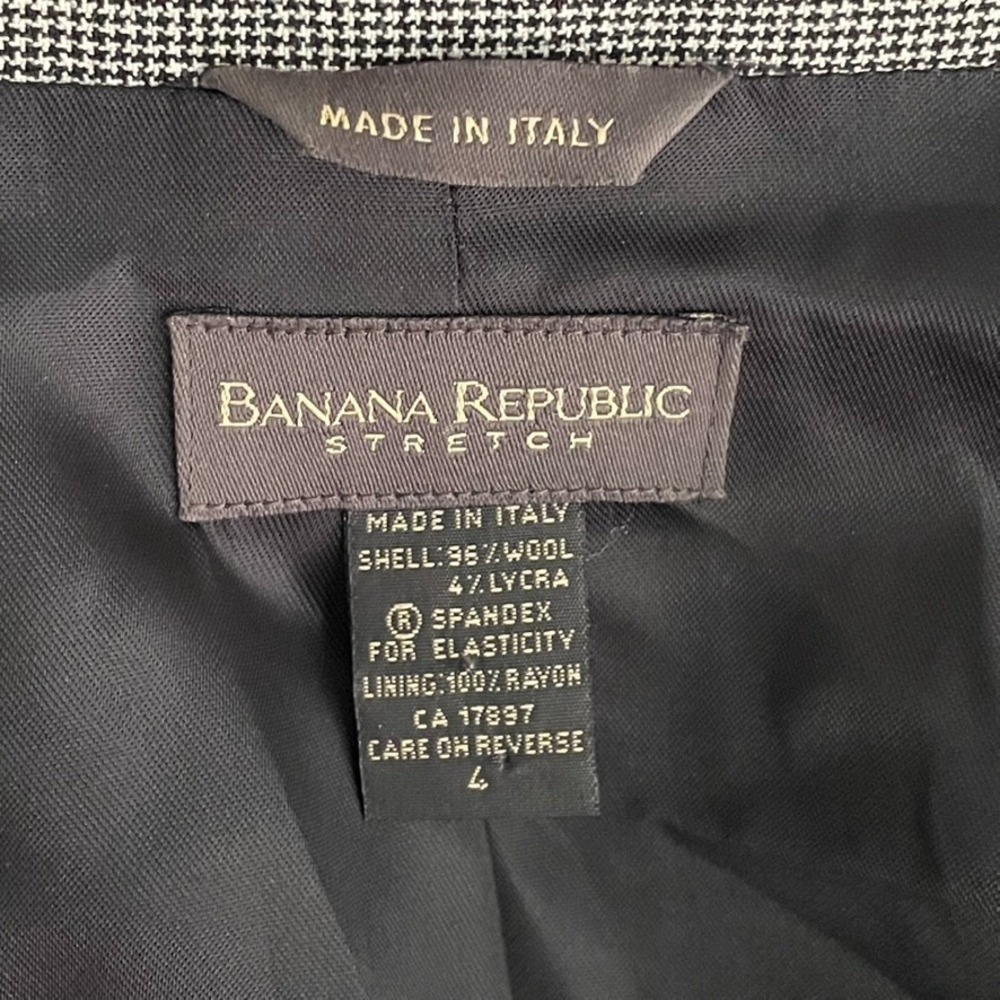 Banana Republic Italy Wool Houndstooth Cropped Blazer Jacket Size 4 - Picture 2 of 11